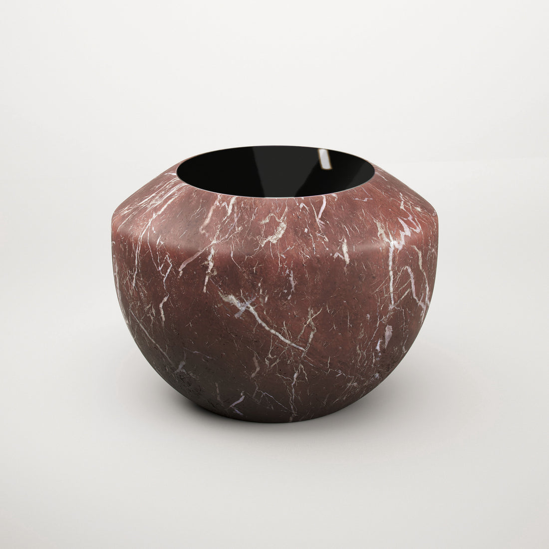 Eternel Sans Temps Side Table - Albania Rosso and Stainless Steel