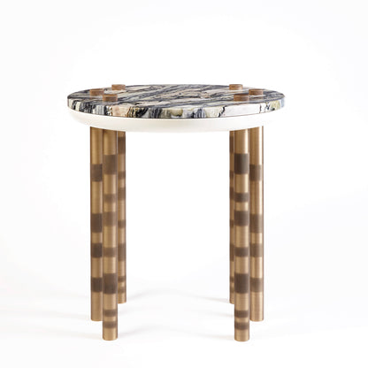 Ipanema Brass Marble Side Table