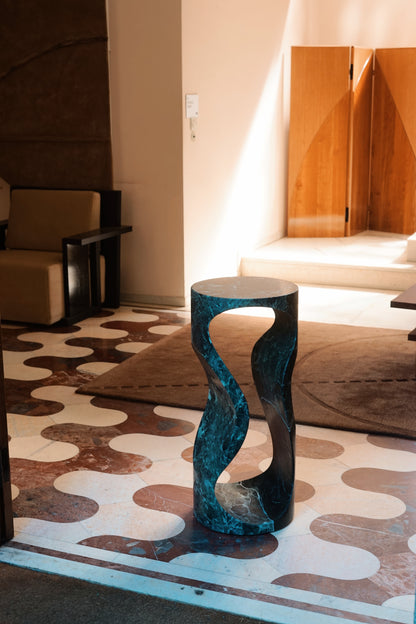 Hourglass Alpi Verde Marble Pedestal