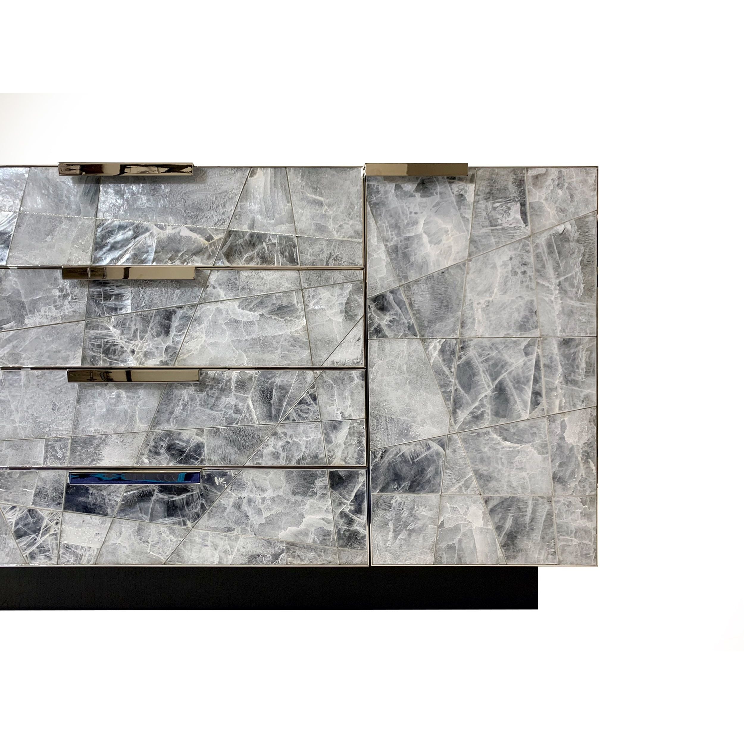 Mosaic Sideboard in Selenite and Nickle