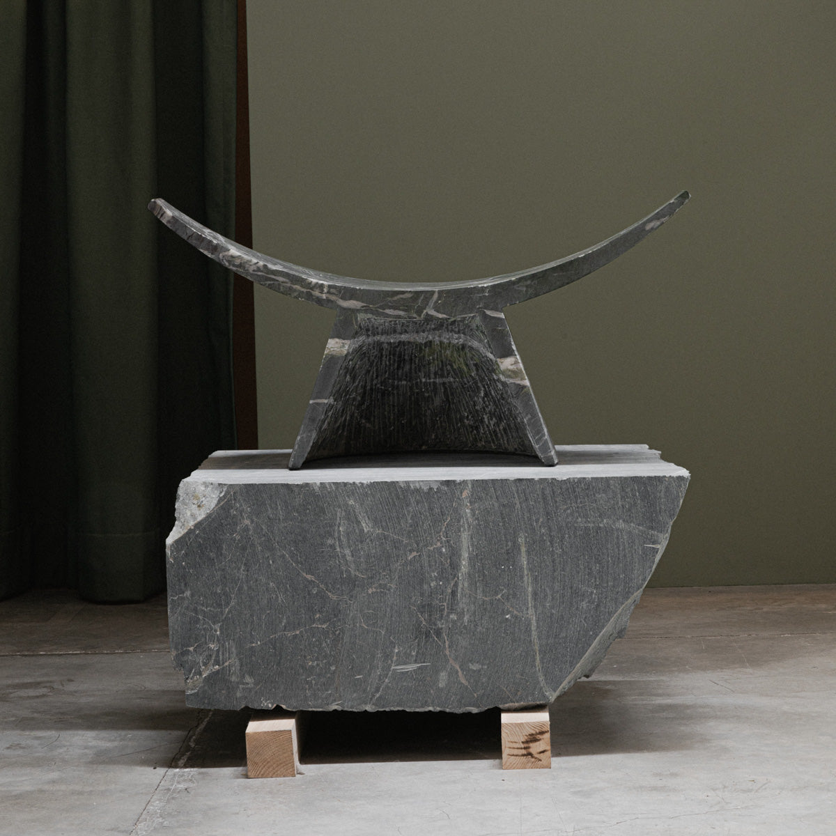 Partera Stool in Tikal Green Marble