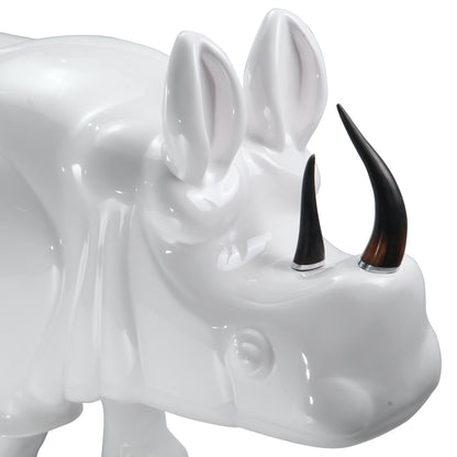 Rhino in White Resin with Drawers