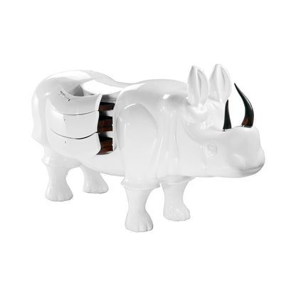 Rhino in White Resin with Drawers