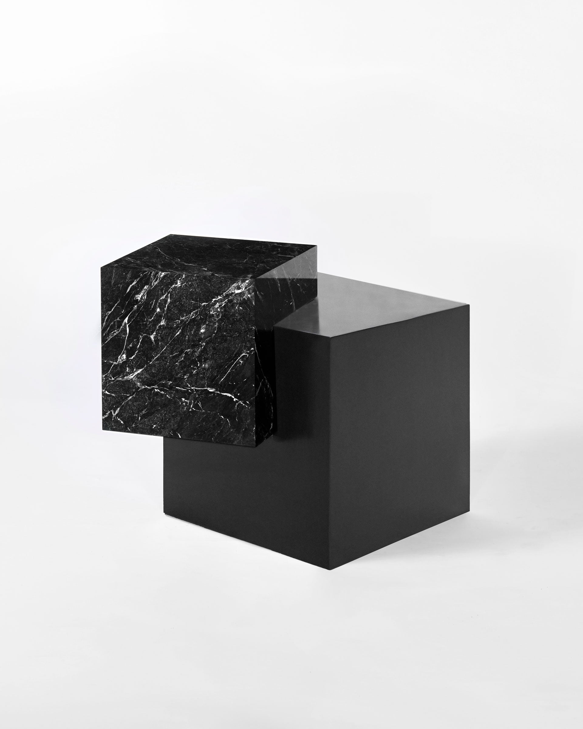 Askew Table Stone, Black Steel