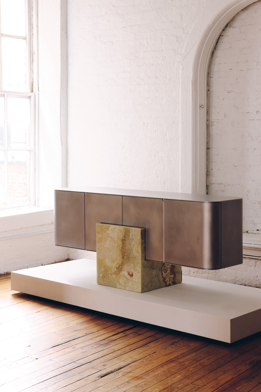 Coexist Credenza Brushed Aluminium Onyx