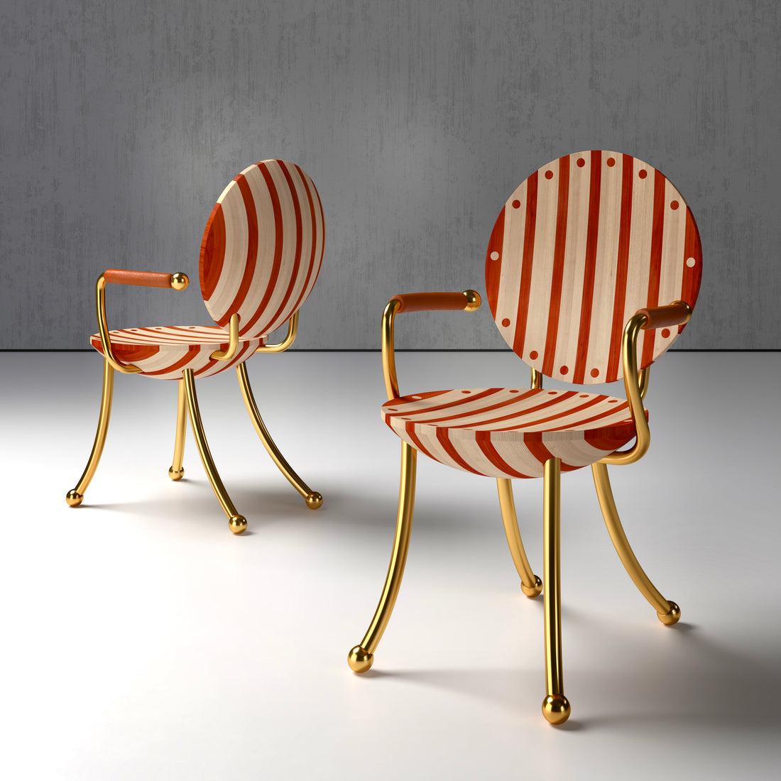 Striped Dining Chair with Arm