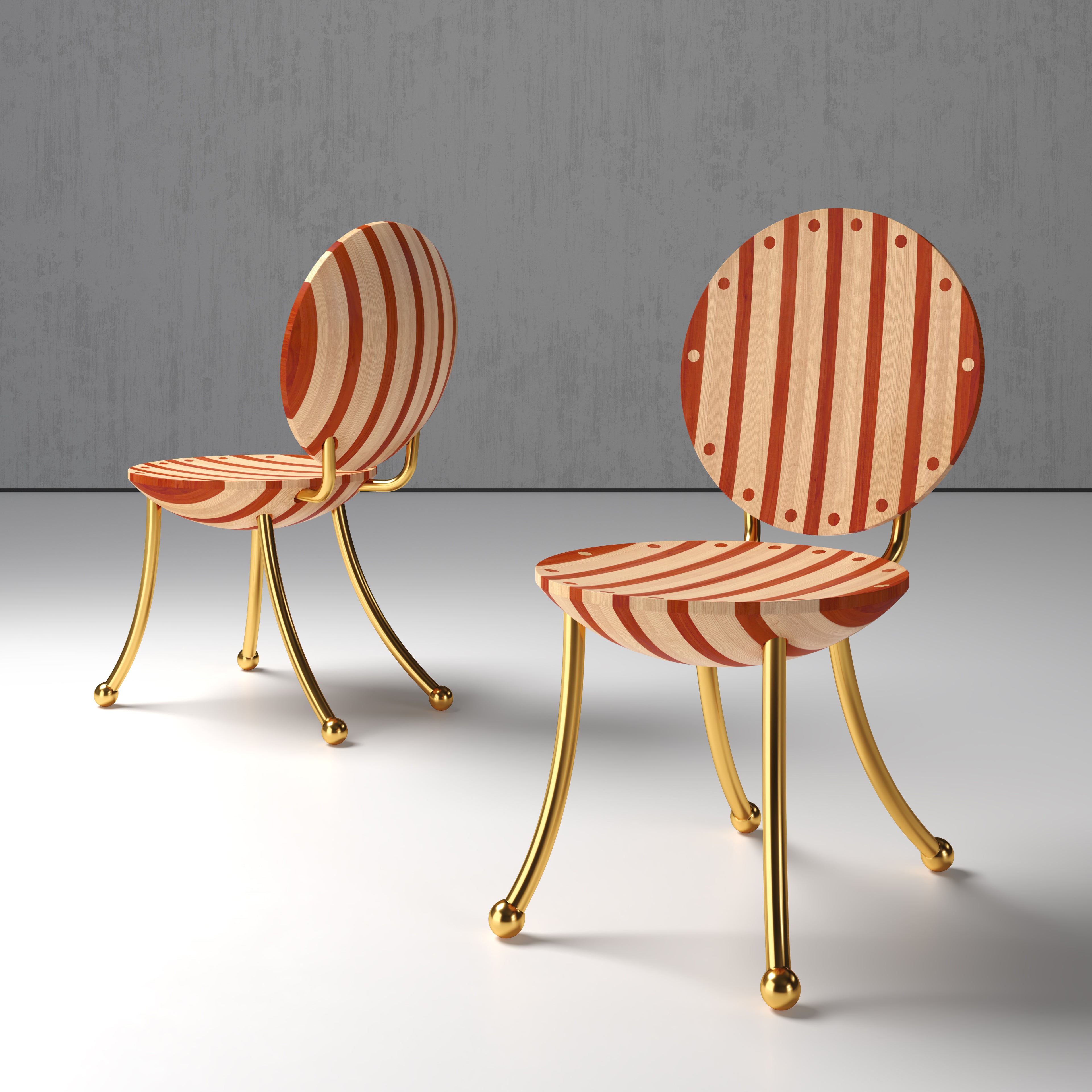 Striped Dining Chair Armless