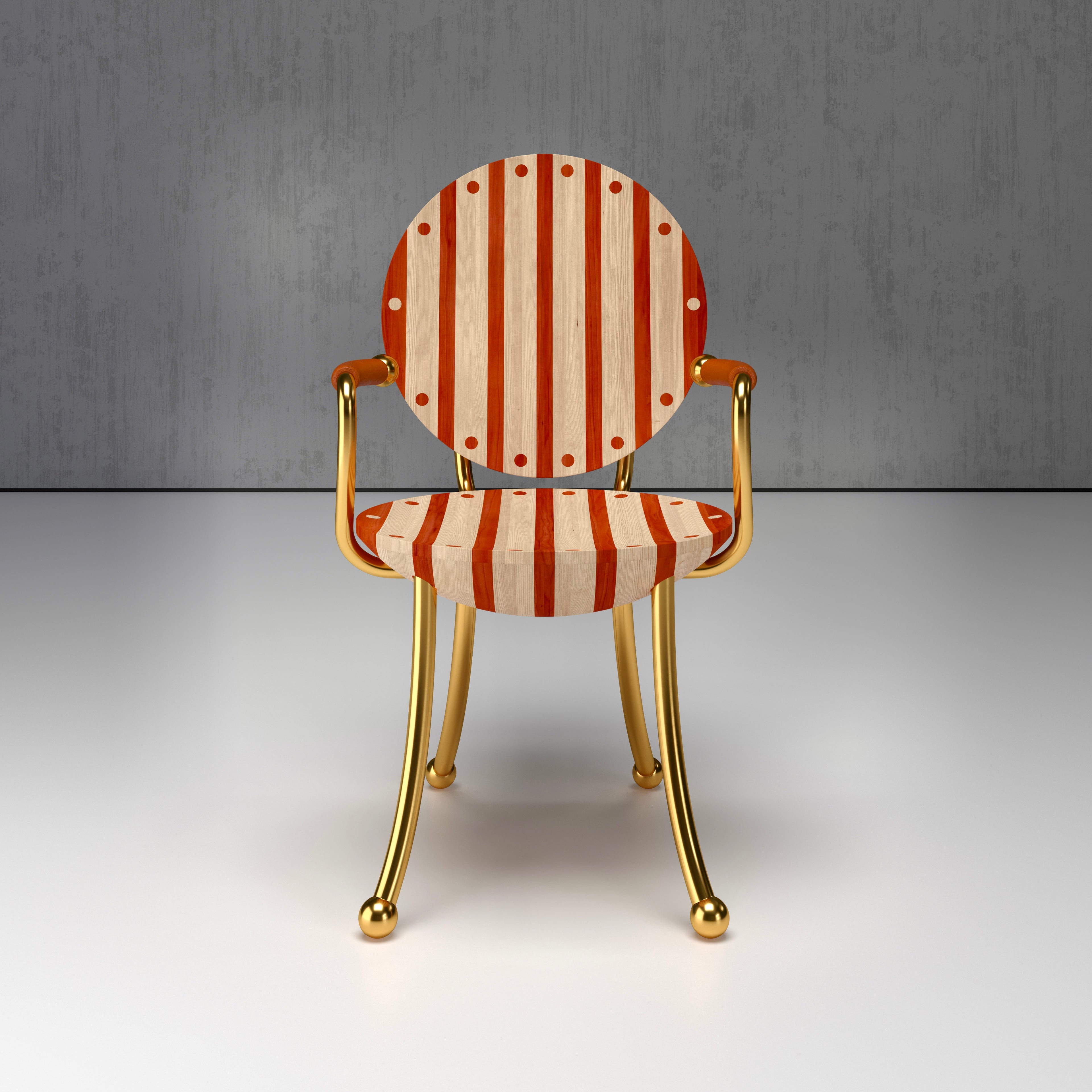 Striped Dining Chair with Arm