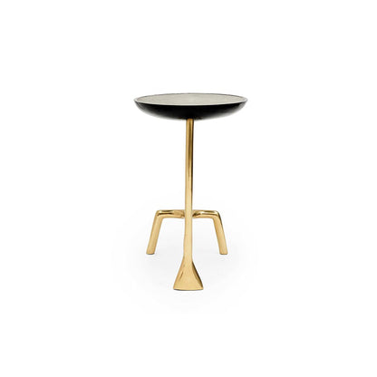 Uovo Side Table (Grey Shagreen Top, Jet-Black Resin)