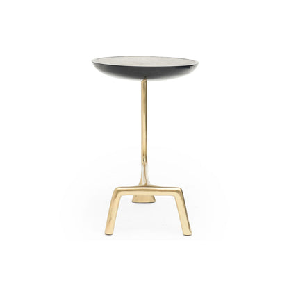 Uovo Side Table (Grey Shagreen Top, Jet-Black Resin)