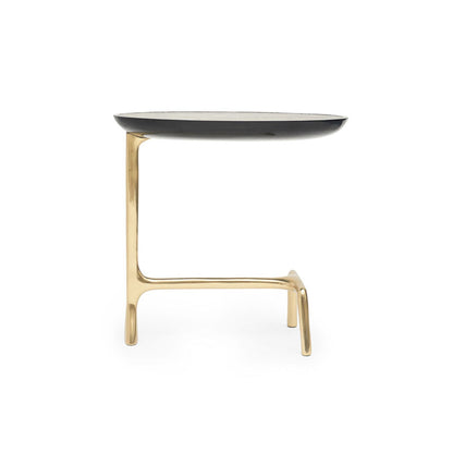 Uovo Side Table (Grey Shagreen Top, Jet-Black Resin)