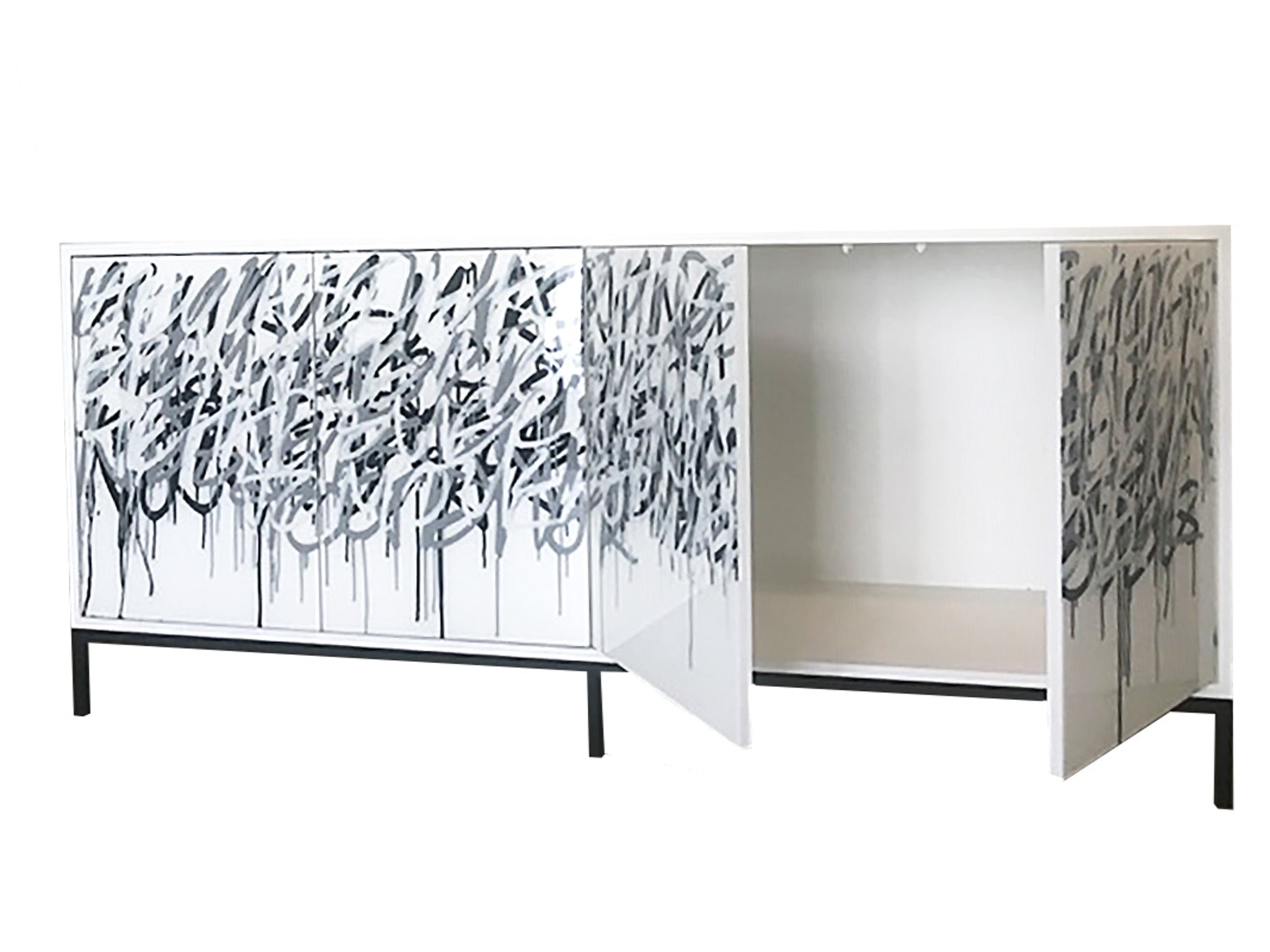 White Graffiti Credenza