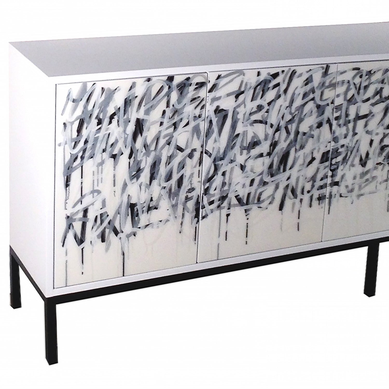 White Graffiti Credenza